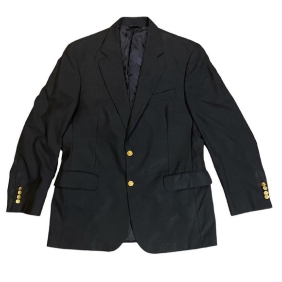 Brooks Brothers Brooksease Loro Piana Wool Blazet‎ Navy Blue Size 43L